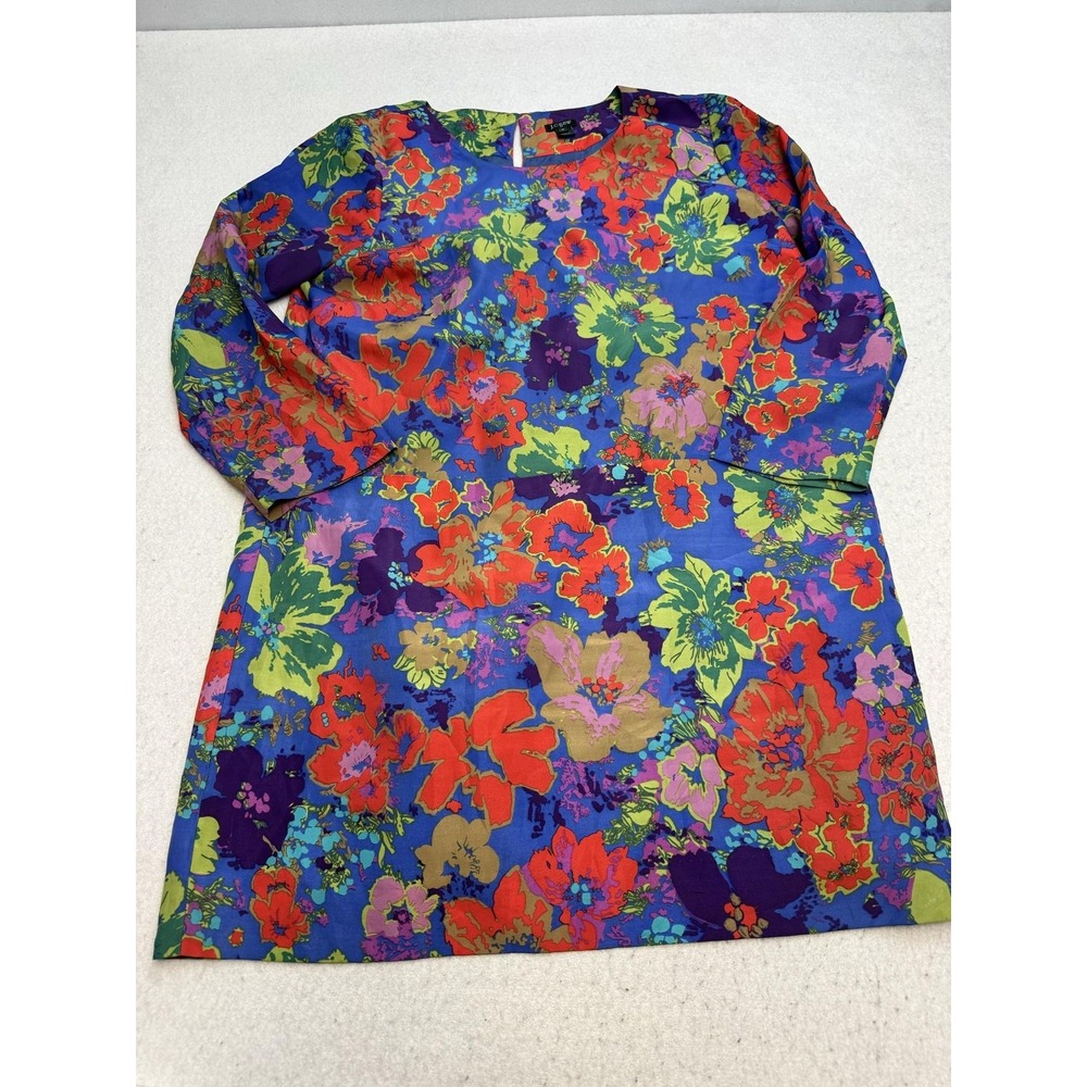 J.Crew Dress Womens 12 Multicolor Floral Long Sleeve Shift Mini Party Lined